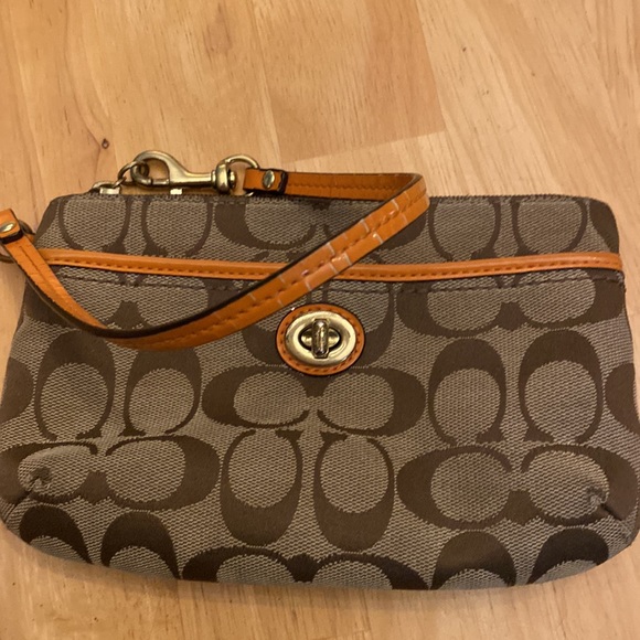Cute Coach Wristlet with Orange leather accents! Good condition! - Picture 5 of 5